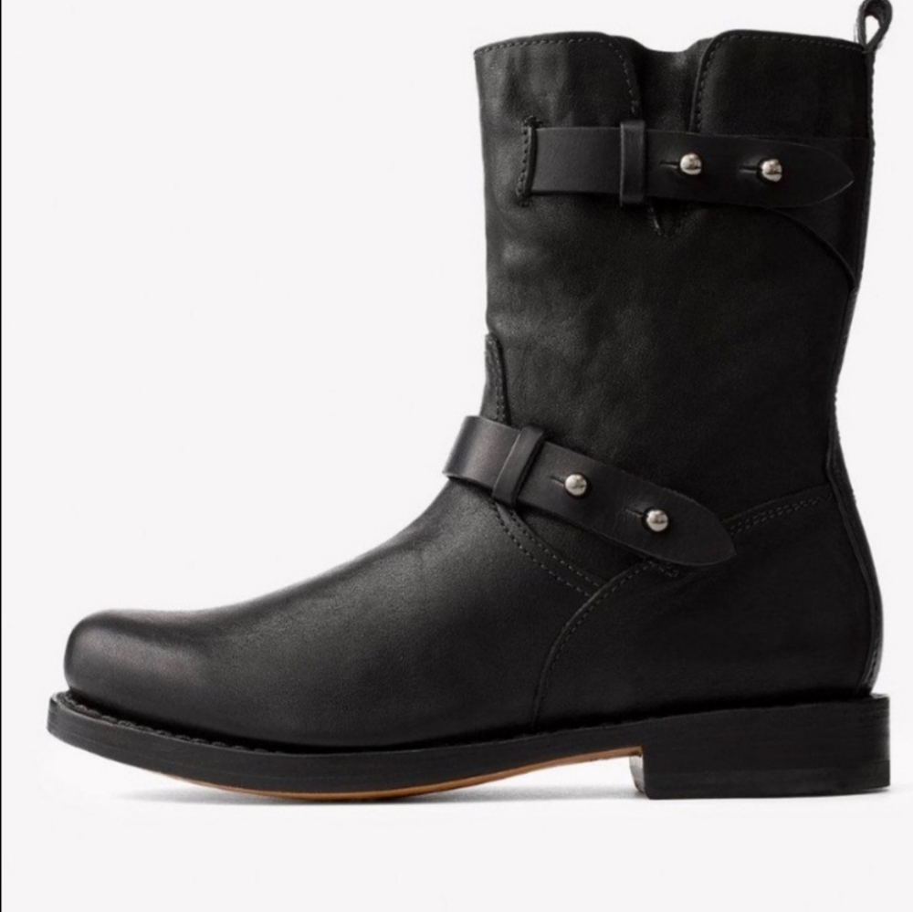 Rag and bone black leather engineer boots size 37 Moto Ankle combat